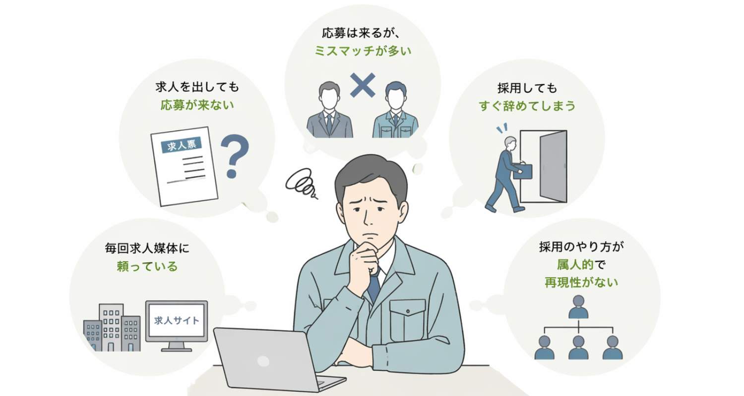 採用に悩む経営者イラスト